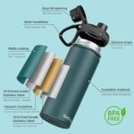 SASEUM Kids Sport Water Bottle 18oz Stainless Steel Double Wall Vacuum Thermal Mug with Leak Proof Spout Lids, Wide Mouth Metal Insulated Water Jug for Gym and Travel,Blue - Image 4