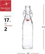 Bormioli Rocco Swing Top Glass Bottle (Set of 2) - 17 oz Reusable Container with Secure Metal Clasp, Ideal for Homemade Juices, Oil Infusions, Condiments, Mixers - Everyday Drinking Glasses - Image 3