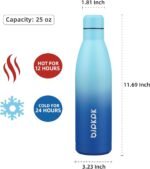 BJPKPK 25oz Insulated Water Bottle Double Wall Vacuum Insulated Stainless Steel Water Bottles for Spots Keep Cold and Hot,Sky - Image 3