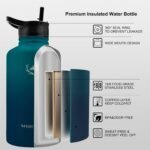 NATURE PIONEOR Insulated Water Bottles with Straw - 64oz Stainless Steel Vacuum Bottle with Holder/Carrier/Sleeve - Reusable 18/8 Food Grade Half Gallon Water Jug - Image 3