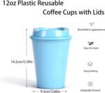 Alohastarttg Plastic Reusable Coffee Cups with Lids, 12oz Travel Tumbler, Hot & Cold, Microwave Safe, for Toddlers and On the Go, 16 Pack(16, Blue) - Image 3