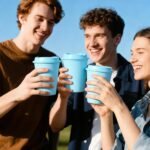 Alohastarttg Plastic Reusable Coffee Cups with Lids, 12oz Travel Tumbler, Hot & Cold, Microwave Safe, for Toddlers and On the Go, 16 Pack(16, Blue) - Image 5