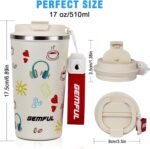 GEMFUL Spill Proof Leak Proof Coffee Travel Mug 17oz Stainless Steel Vacuum Insulated Tumbler with Secure Lid Reusable Hot Cold Portable Cup for Commute Office Car - Image 5