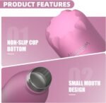WATERSY Stainless Steel water bottles,17oz/500ml Insulated Water Bottles,Gloss Pink metal water bottle Keeps Drink Cold and Hot,BPA Free kids water bottles for School,Gym,Travel,Sports - Image 5