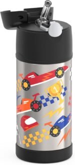 THERMOS FUNTAINER Water Bottle with Straw - 12 Ounce, Hot Rods - Kids Stainless Steel Vacuum Insulated Water Bottle with Lid - Image 3