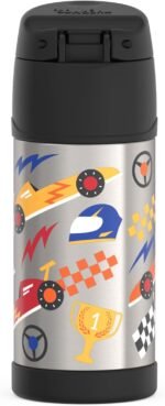 THERMOS FUNTAINER Water Bottle with Straw - 12 Ounce, Hot Rods - Kids Stainless Steel Vacuum Insulated Water Bottle with Lid - Image 4
