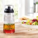 Leifheit Glass Salad Dressing Bottle 10 oz – Durable Eco-Friendly Glass with Leakproof Plastic Lid, Non-Drip Spout, Built-In Recipe Guide, Dishwasher Safe, German Design – Black - Image 3