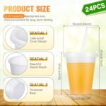 Roshtia 24 Pack Plastic Tumblers with Lid and Straw Reusable Cups Bulk Water Bottles Iced Coffee Travel Mug Cup for Birthdays Party Juices Adults Kids (White,16 oz) - Image 3