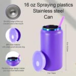 AGH 16oz Stainless Steel Can Tumbler with Lids and Straws,Double wall Rainbow Electroplate Drinking Cups,Reusable Water Tumbler with straws For Ice Coffe Juice Smoothie cup.4 Colors,4pack - Image 3