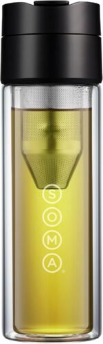 SOMA Double Wall Glass Tea and Coffee Cold Brew Bottle, Black, 12oz (SM18501K) - Image 4