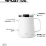 Simple Modern Travel Coffee Mug with Lid and Handle | Reusable Insulated Stainless Steel Coffee Tumbler Tea Cup | Gifts for Women Men Him Her | Voyager Collection | 12oz | Winter White - Image 3