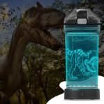 YuanDian Dinosaur 3D Glowing Water Bottle, Light Up Boy Drinking Cups with 3D Roar T REX Dinosaur Night Light- 14 OZ Tritan BPA Free - Cool Jurassic Merchandise Gift for School Kids Boy Girl - Image 4