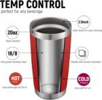 COMOOO 20oz Double Wall Vacuum Insulated Travel Mug, Stainless Steel Tumbler with Lid and Straw Durable Powder Coated Insulated Coffee Cup for Cold & Hot Drinks (Red, 1 PACK) - Image 3