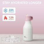 12oz Stainless Steel Water Bottle with Straw, Insulated Metal Travel Water Bottle, Reusable and Leak Proof, BPA Free, Double Wall Design, White - Image 3
