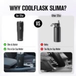 Coolflask Water Bottle 32 oz Fits Car Cup Holder, Slim Tumbler Stainless Steel with Straw & Handle, Vacuum Flask Leakproof Wide Mouth for Travel Sports Gym, Black - Image 3