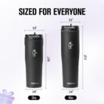 Coolflask Water Bottle 32 oz Fits Car Cup Holder, Slim Tumbler Stainless Steel with Straw & Handle, Vacuum Flask Leakproof Wide Mouth for Travel Sports Gym, Black - Image 5