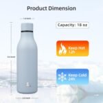 Insulated Water Bottle with Strap,18 oz Double Wall Stainless Steel Vacuum Bottles Metal Water Flask,Candy Blue - Image 3