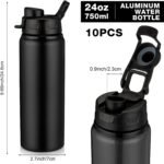 Shellwei 10 Pcs Aluminum Metal Water Bottles Bulk 24 oz Lightweight Leak Proof Sports Water Bottle with Snap Lid Reusable Bottle for Travel Camping Hiking - Image 3