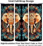 Firmiso 20 oz Tumbler | Skinny Insulated Travel Mug with Leak-proof Lid and Telescopic Straw | Bohemian Gifts for Women and Men | Mandala Elephant Stainless Steel Coffee Cup for Hot & Cold Drinks - Image 3