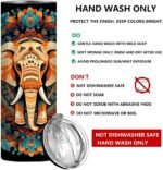 Firmiso 20 oz Tumbler | Skinny Insulated Travel Mug with Leak-proof Lid and Telescopic Straw | Bohemian Gifts for Women and Men | Mandala Elephant Stainless Steel Coffee Cup for Hot & Cold Drinks - Image 5