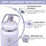 1 Gallon Insulated Water Bottle with Handle, 135 oz Double Vacuum Stainless Steel Water Jug for Hot & Cold Drinks, Leak-Proof Large Wide Mouth Water Flask for Travel, Gym, Biking (Light Purple) - Image 4