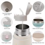 PHEENOWL 12 oz Kids Insulated Water Bottle with Straw Lid Handles & Strap - SUS 316 Stainless Steel Water Bottles for Boys Girls - Travel Cup for School Sports (Elephant) - Image 5