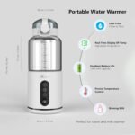 IXTECH Portable Water Warmer for Travel, Instant Breastmilk, Baby Formula, Water, Portable Bottle Warmer, 10., Ounces with Adjustable Temperature Control, Rechargeable and Wireless. - Image 3