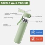 9oz Small Water Bottles with Straw, Mini Water Bottle with One-Hand Open Design, Leak-Proof Locking Lid for Hot&Cold Drinks, Small Travel Water Bottle - 100% Leakproof for School, Travel...(Mint) - Image 4