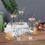 UanMere Glass Water Bottle with Bamboo Lid & Straw 16 Oz Birth Flower Glass Mug with Name Cute Personalized Christmas Gifts Glass Can Cup for Milk Mother Day Co-work Sister Gifts - Image 5