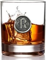 English Pewter Company 11oz Old Fashioned Whiskey Rocks Glass With Monogram Initial - Unique Gifts For Men - Personalized Gifts With Your Choice of Initial (R) MON118 - Image 3