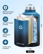 EvoPhlask 64 oz Insulated Water Bottle(Cold for 48Hrs), Large Stainless Steel Water Bottle BPA Free, Leak Proof Half Gallon Water Jug for Sport, Hiking, Camping, Travel, Indigo Black - Image 4