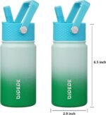 BJPKPK Insulated Water Bottle with Straw Lid, 15 oz Stainless Steel Metal Water Bottles, Reusable Leak Proof BPA Free Thermo, Flask, Cups - Meadow - Image 3