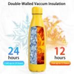 Insulated Water Bottle, 17oz Stainless Steel Water Bottles with straw lid, Metal Sports Water Bottles for Boys,Girls, Double Wall Vacuum BPA-Free Flask for School, Sports (Sea Blue & Yellow) - Image 3