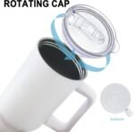 YOUKE OLA 8 Pack Sublimation Tumblers 40oz with Handle Blanks Stainless Steel Insulated Large Tumbler Bulk Coffee Travel Cups for Tumbler Heat Press Sublimation Oven Printing, White - Image 4