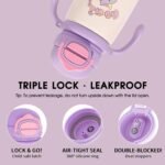 PHEENOWL 13oz Kids Insulated Water Bottle, 2-in-1 Straw & Spout Lid, with Shoulder Strap and Handle, 316 Stainless Steel Water Bottle for Toddler, Sports, Travel, and School (Purple - Unicorn) - Image 8