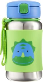 Skip Hop Toddler Sippy Cup - Zoo Stainless Steel Straw Bottle, Dino - Image 3