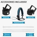 BJPKPK Insulated Water Bottles with Straw Lid, 35oz Metal Water Bottle with 2 lids & Paracord Strap, Double Wall Stainless Steel Vacuum Tumblers, Cups, Mugs, Thermo for Hot& Cold Drinks, Navy Blue - Image 4