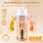 Alinayee Travel Kettle, Portable Travel Tea Electric Kettle for Hot Water, Small Kettle with 4 Temperature Controls, 304 Stainless Steel, Fast Boiling Water with Auto Shut-Off (White, 400ML) - Image 5