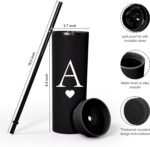 Forest Kiss Letter A Personalized Initial Gifts for Women Men 16oz Double Wall Food-grade Plastic Skinny Tumbler Monogrammed Matte Slim Cup Wedding Graduation Birthday Present (A) - Image 3