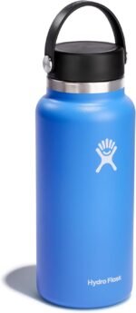 Hydro Flask Water Bottle - Insulated Stainless Steel - Wide Mouth Flex Lid, Non Spill, Leakproof and Refillable in 32 Oz Cascade Blue - Image 3