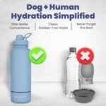 Dog Water Bottle for Dog Lovers - 32 oz Stainless Steel Double Wall Insulated Water Bottle with 8 oz Detachable Bowl on Bottom for Doggy Lovers for Christmas - Dusty Blue - Image 3