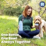Dog Water Bottle for Dog Lovers - 32 oz Stainless Steel Double Wall Insulated Water Bottle with 8 oz Detachable Bowl on Bottom for Doggy Lovers for Christmas - Dusty Blue - Image 6