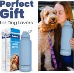 Dog Water Bottle for Dog Lovers - 32 oz Stainless Steel Double Wall Insulated Water Bottle with 8 oz Detachable Bowl on Bottom for Doggy Lovers for Christmas - Dusty Blue - Image 7