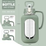 Olivego 64 oz Glass Water Bolttles Half Gallon Large Motivational Water Bottle with Time Marker Sports Water Bottles with Silicone Sleeve and Handle Lid Water Jug for Gym Workout-1 Pack - Image 4