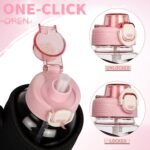 DEARRAY 20 oz Glass Water Bottle with Straw & Neoprene Sleeve BPA free Glass Drinking Bottle for Children, School, Women, Men, Gym - Image 3