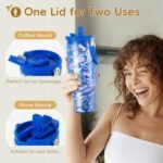 VUSIGN 30 oz Tumbler with Handle and Flip Straw, Stainless Steel Vacuum Insulated Water Bottle Travel Mug Thermal Cup for Home, Office, Car, Outdoors, Sports, Pool Swirl - Image 5