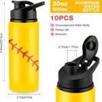 Yaomiao 10 Pcs Softball Water Bottles Aluminum Softball Gifts Tumbler Snap Lid Leak Proof Baseball Sports Bottle Baseball Accessories for Gym Sports Travel Coffee Friends Men Girls - Image 3