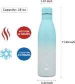 BJPKPK 25oz Insulated Stainless Steel Water Bottles Reusable Metal Travel Sports Water Bottle Keep Cold and Hot,Sea Salt - Image 3