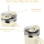 Drinco 40oz 30 oz Tumbler with Handle, Straw Lid, Insulated Stainless Steel Travel Mug Water Bottle Ice Coffee Cup For Cold and Hot, BigSur (30oz Oatmilk) - Image 4