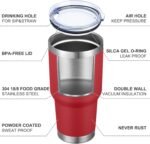 MEWAY 30oz Insulated Tumbler With Lids and Straws,Stainless Steel Double Vacuum Coffee Tumbler Cup, Brush, Durable Powder Coated Coffee Cup for Cold & Hot Drinks, Office, Travel(Coral red,8 PACK) - Image 5